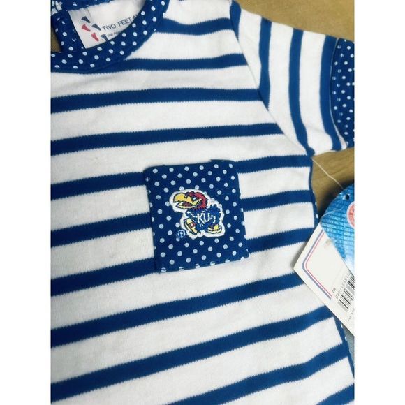 Two Feet Ahead Kansas Jayhawks Baby Infant Blue Stripes One Piece Outfit 6 Mo - Picture 2 of 6